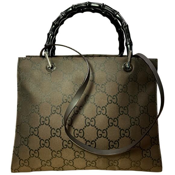 Gucci Brown Black GG Bamboo - Picture 2 of 10